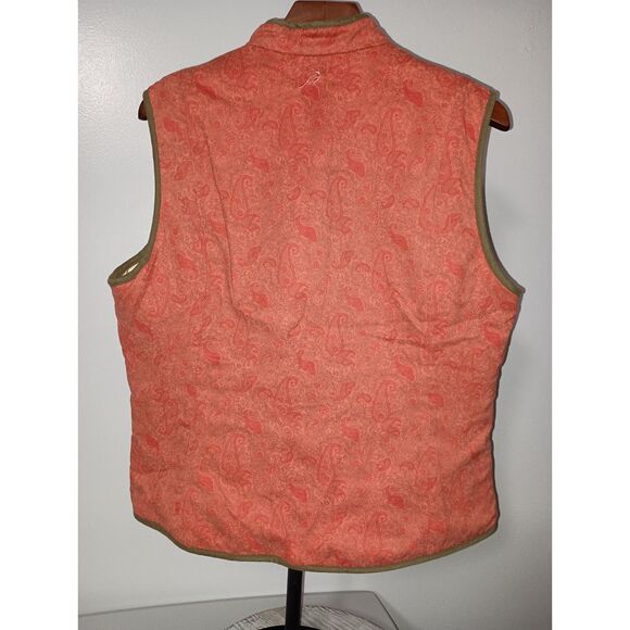 COLUMBIA: River Resort Orange Paisley/Flower Pattern Full Zip-Up Vest, Woman (L) - Picture 2 of 7